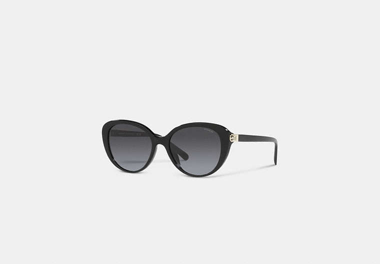 COACH®,HORSE AND CARRIAGE CAT EYE SUNGLASSES,Black,Front View