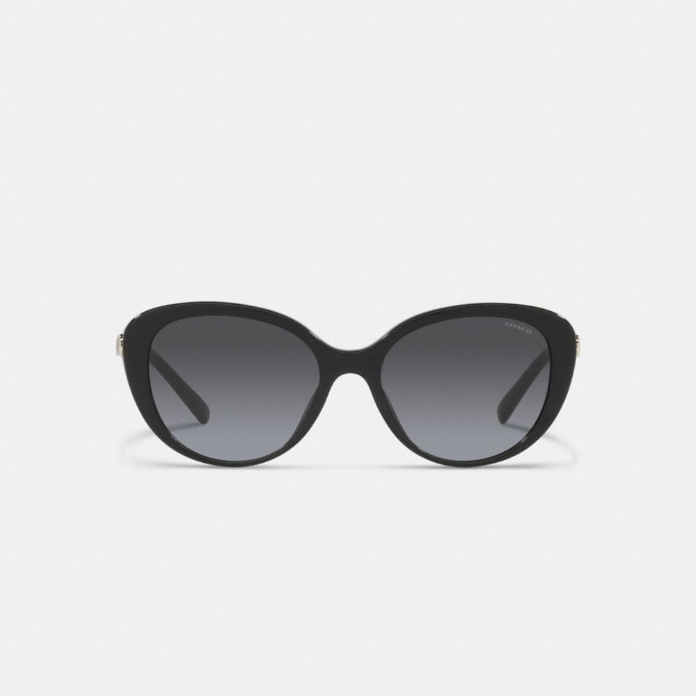 COACH®,HORSE AND CARRIAGE CAT EYE SUNGLASSES,Black,Inside View,Top View