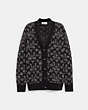 COACH®,SIGNATURE CARDIGAN,Black/Brown,Front View