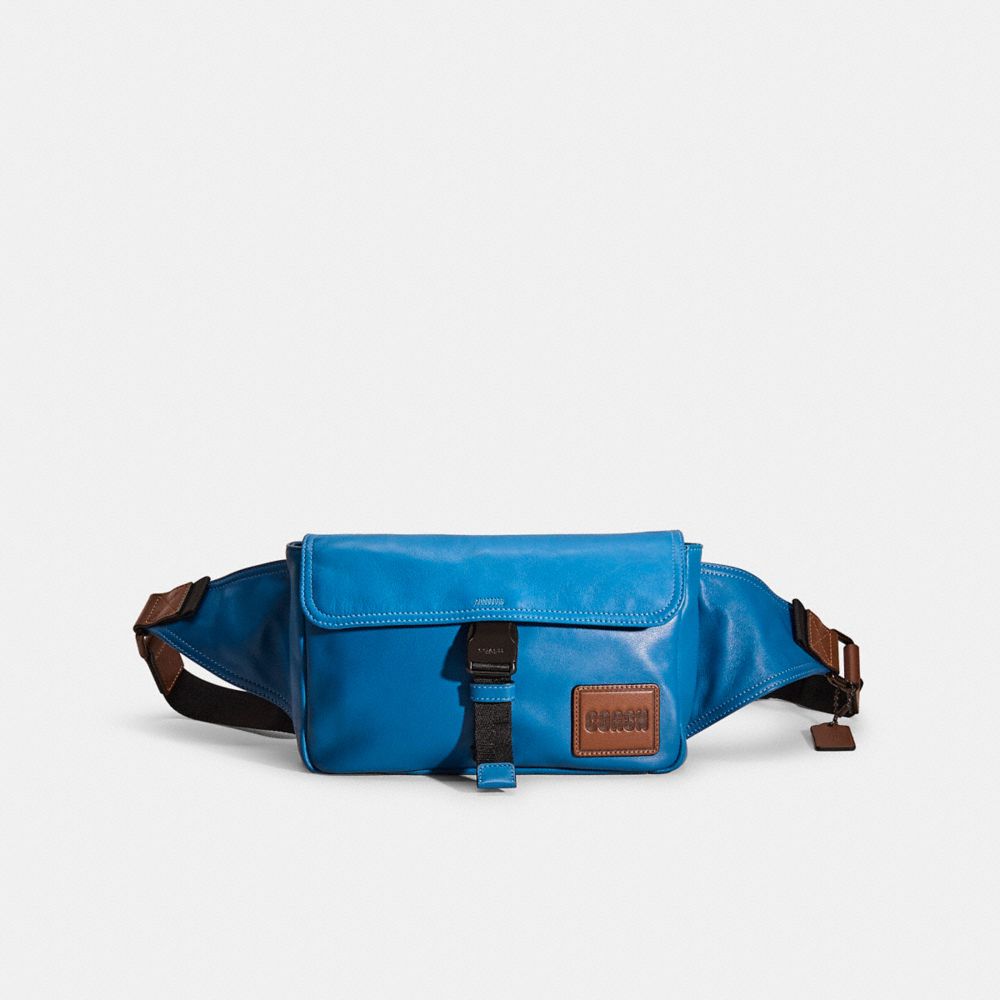 COACH®,Restored Pacer Belt Bag Crossbody With Coach Patch,Blue,Front View