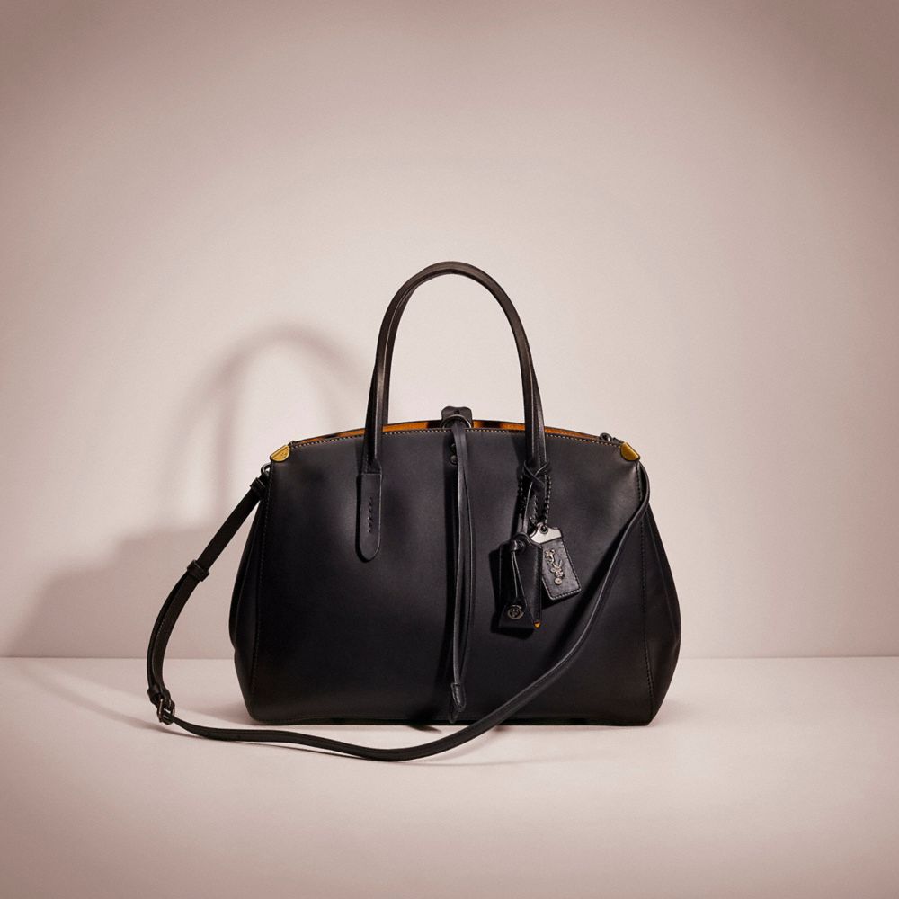 COACH®,RESTORED COOPER CARRYALL,Glovetanned Leather,Pewter/Black,Front View