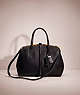 COACH®,RESTORED COOPER CARRYALL,Glovetanned Leather,Pewter/Black,Front View