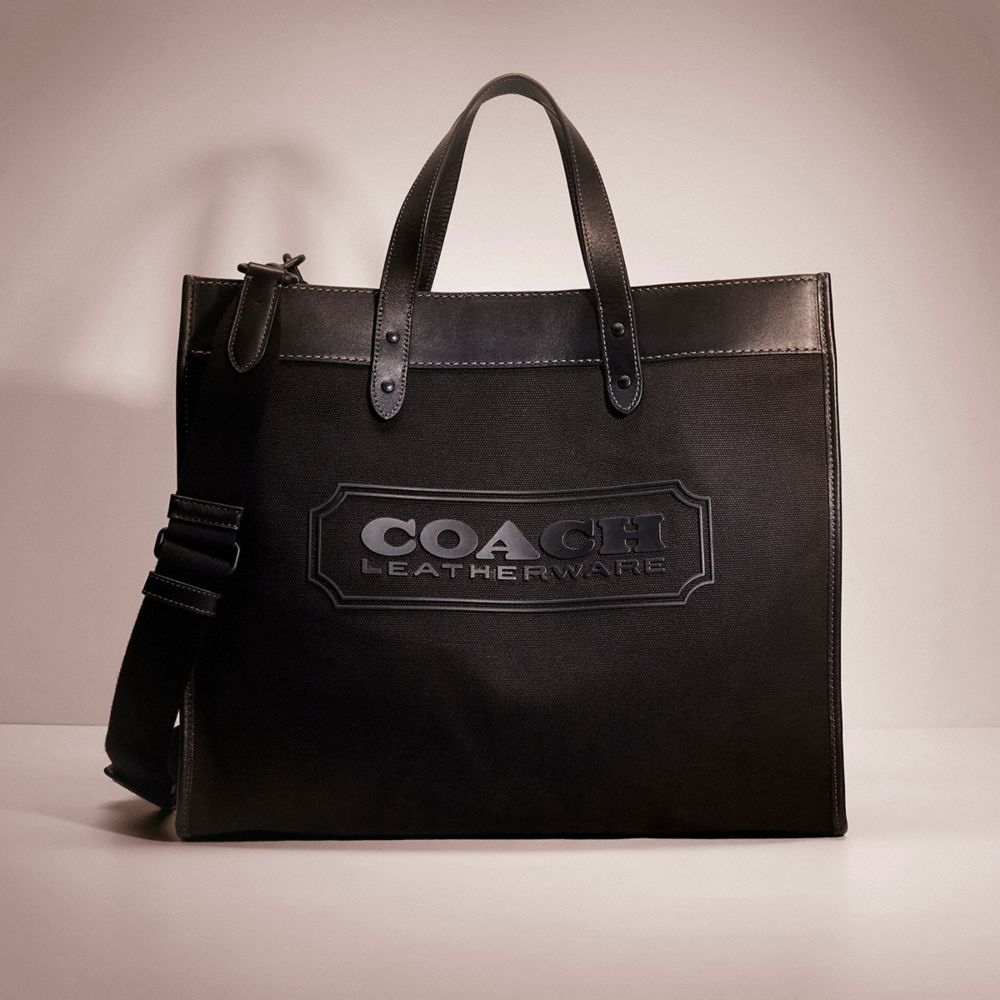 COACH®,RESTORED FIELD TOTE 40,Leather,Large,Black Copper/Black,Front View