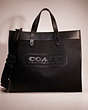 COACH®,RESTORED FIELD TOTE 40,Leather,Large,Black Copper/Black,Front View