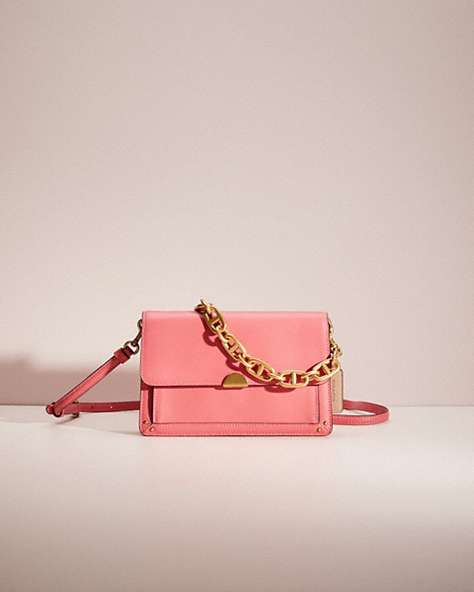 COACH®,RESTORED DREAMER CONVERTIBLE CROSSBODY,Glovetanned Leather,Mini,Brass/Orchid,Front View
