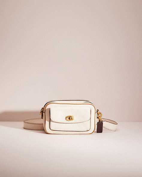 COACH®,RESTORED WILLOW CAMERA BAG IN COLORBLOCK,Polished Pebble Leather,Small,Brass/Chalk Multi,Front View