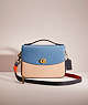 COACH®,RESTORED CASSIE CROSSBODY IN COLORBLOCK,Polished Pebble Leather,Small,Brass/Lake Multi,Front View