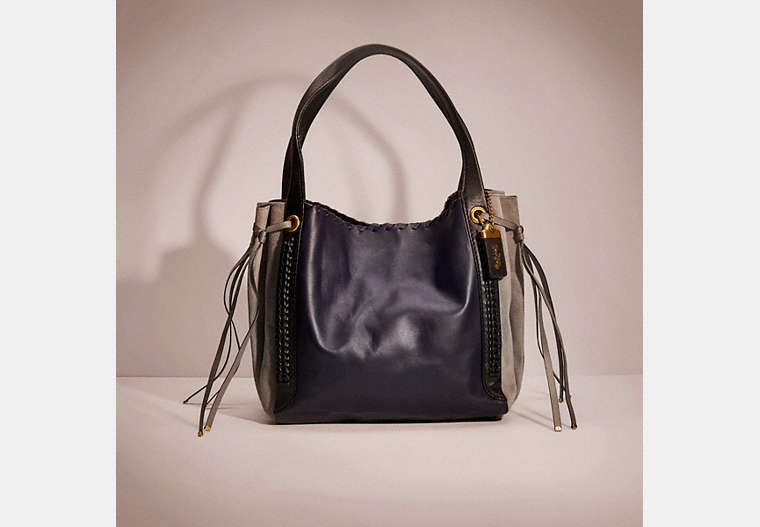 COACH®,RESTORED HARMONY HOBO IN COLORBLOCK WITH WHIPSTITCH,Smooth Leather,Large,Brass/Ink Multi,Front View