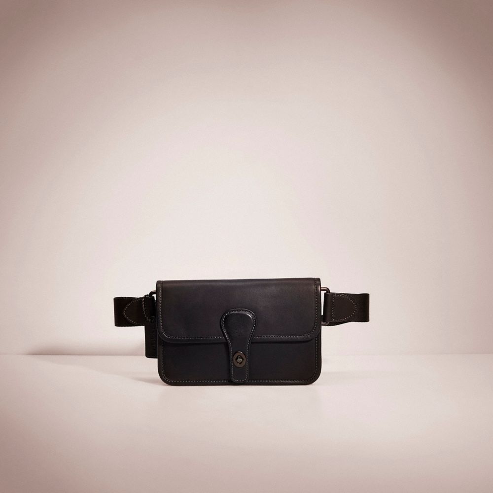 COACH®,RESTORED TURNLOCK TAB BELT BAG,Glovetanned Leather,Mini,Father's day,Black Copper/Black,Front View