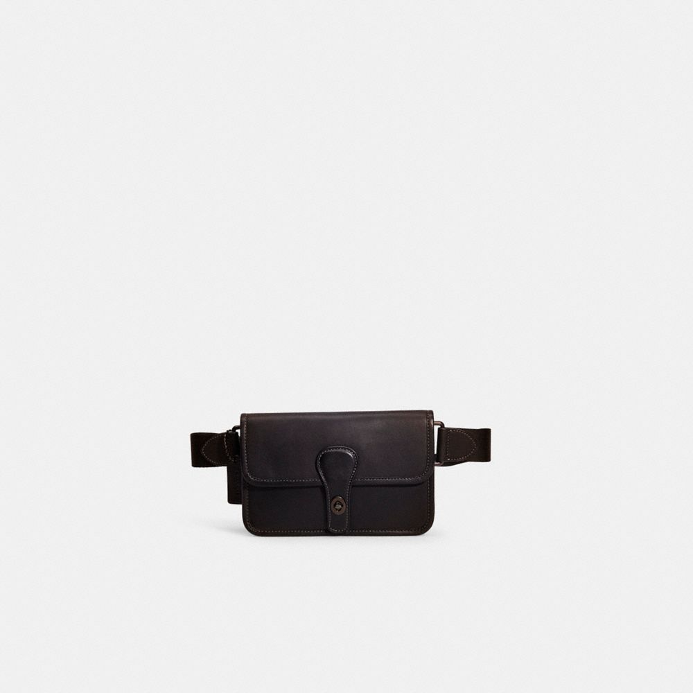 COACH®,RESTORED TURNLOCK TAB BELT BAG,Glovetanned Leather,Mini,Father's day,Black Copper/Black,Front View