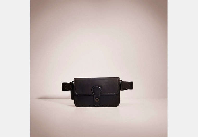 COACH®,RESTORED TURNLOCK TAB BELT BAG,Glovetanned Leather,Mini,Father's day,Black Copper/Black,Front View