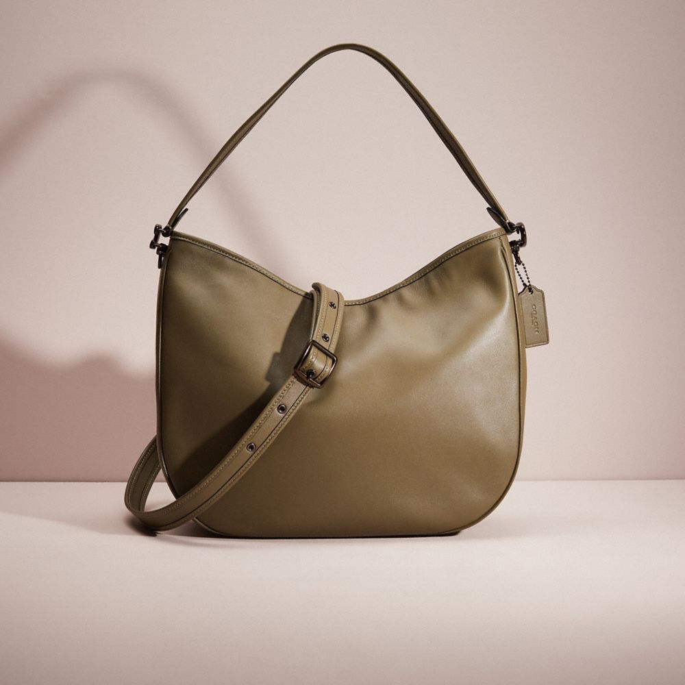 COACH®,RESTORED SOFT TABBY HOBO,Smooth Leather,Large,Pewter/Army Green,Front View