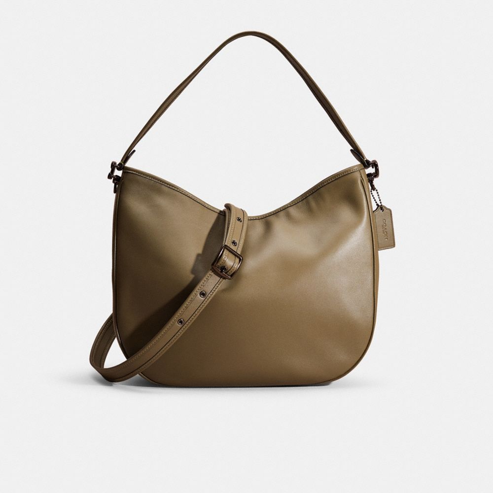 COACH®,RESTORED SOFT TABBY HOBO,Smooth Leather,Large,Pewter/Army Green,Front View