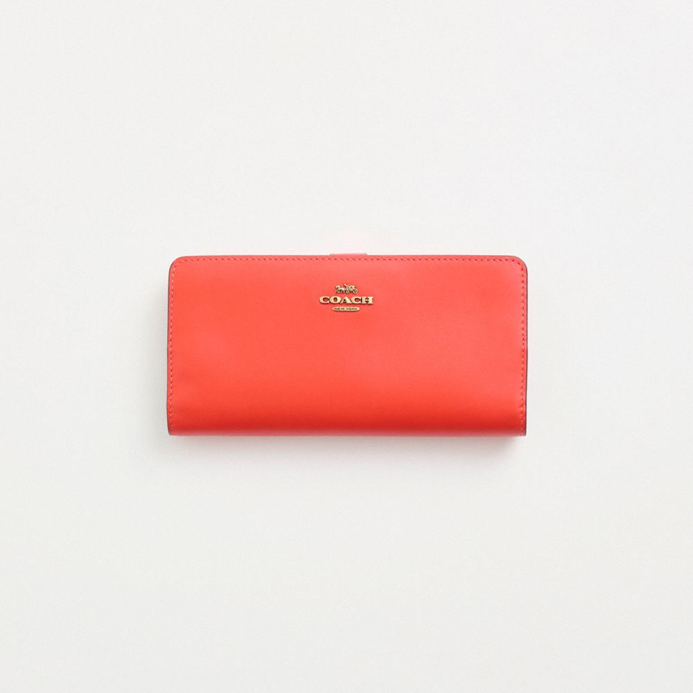 COACH®,Restored Skinny Wallet,Leather,Bi Fold,Continental,Metal,Logo,Casual,,Front View