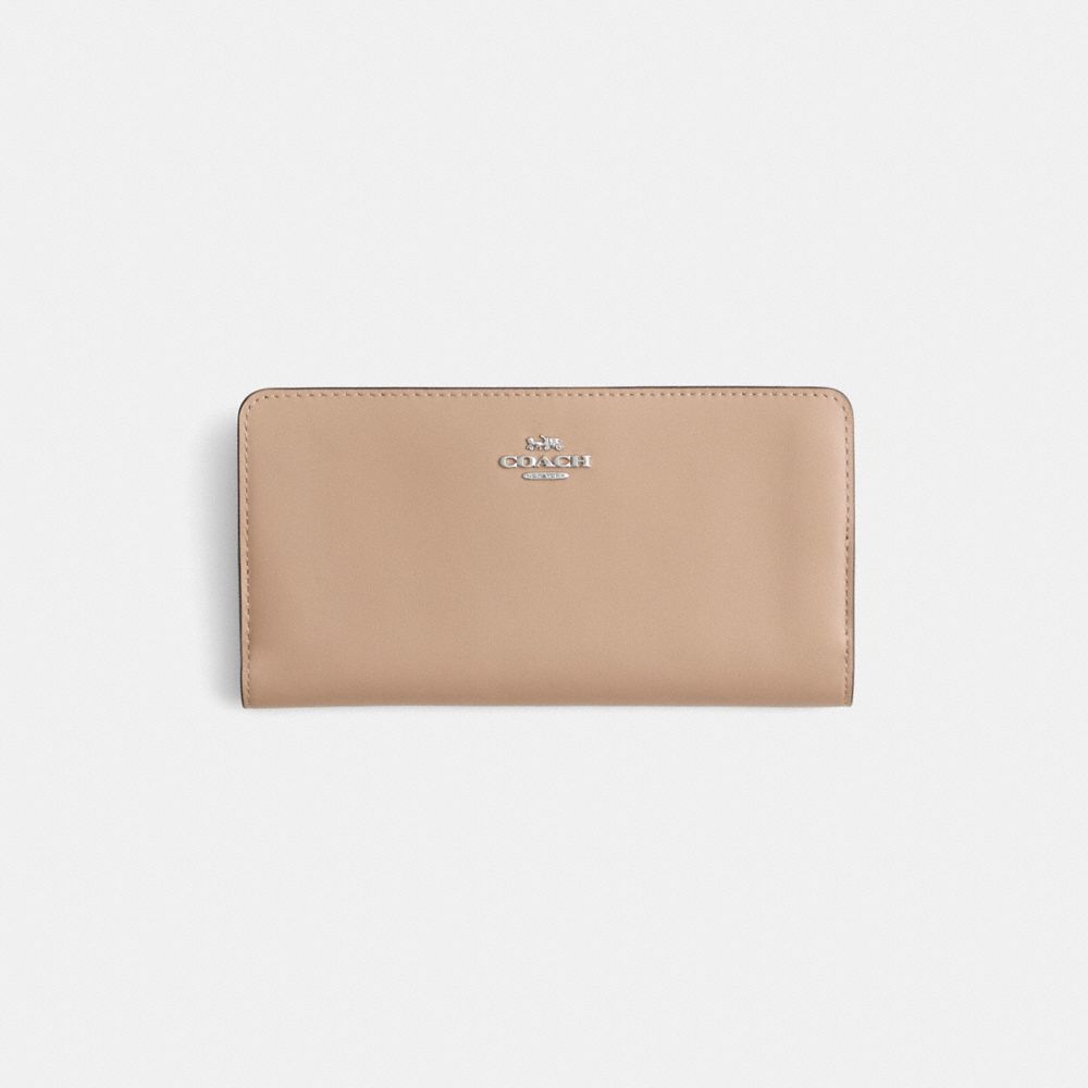COACH®,Restored Skinny Wallet,Leather,Bi Fold,Continental,Metal,Logo,Casual,,Front View