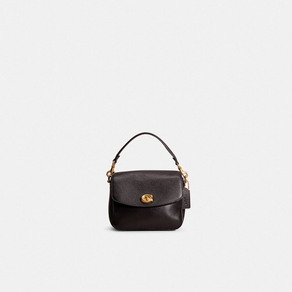 COACH®,RESTORED CASSIE CROSSBODY 19,Polished Pebble Leather,Small,Brass/Black,Front View