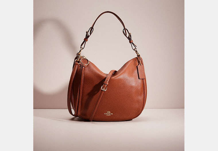 COACH®,RESTORED SUTTON HOBO,Polished Pebble Leather,Medium,Gold/1941 Saddle,Front View