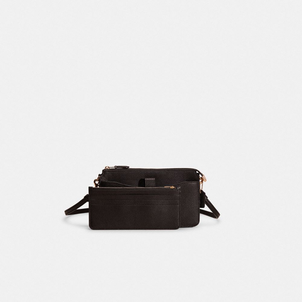 COACH®,Restored Noa Pop-Up Messenger,Clutch,Logo,Metal,Casual,Black,Angle View