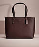 COACH®,RESTORED CENTRAL TOTE WITH ZIP,Polished Pebble Leather,Large,Gold/Oxblood,Front View