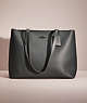 COACH®,RESTORED CENTRAL TOTE WITH ZIP,Polished Pebble Leather,Large,Pewter/Pine Green,Front View