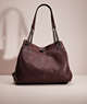 COACH®,RESTORED TURNLOCK EDIE SHOULDER BAG,Polished Pebble Leather,Large,Burgundy/Dark Gunmetal,Front View