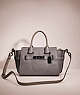 COACH®,RESTORED SWAGGER 27,Pebble Leather,Large,Dark Gunmetal/Heather Grey,Front View