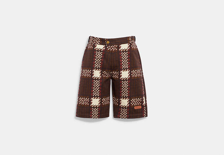 COACH®,PRINTED SHORTS,cotton,Brown/White,Front View