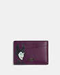 COACH®,DISNEY X COACH CARD CASE WITH MALEFICENT MOTIF,Black Antique Nickel/Boysenberry Multi,Front View
