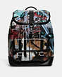 COACH®,COACH X MINT + SERF CARRIAGE BACKPACK,Pebble Leather,Black Multicolor,Front View