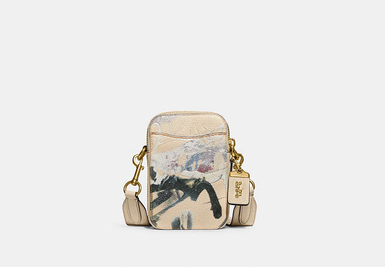 COACH®,COACH X MINT + SERF ROGUE CROSSBODY 12,Pebble Leather,Mini,Ivory Multicolor,Front View