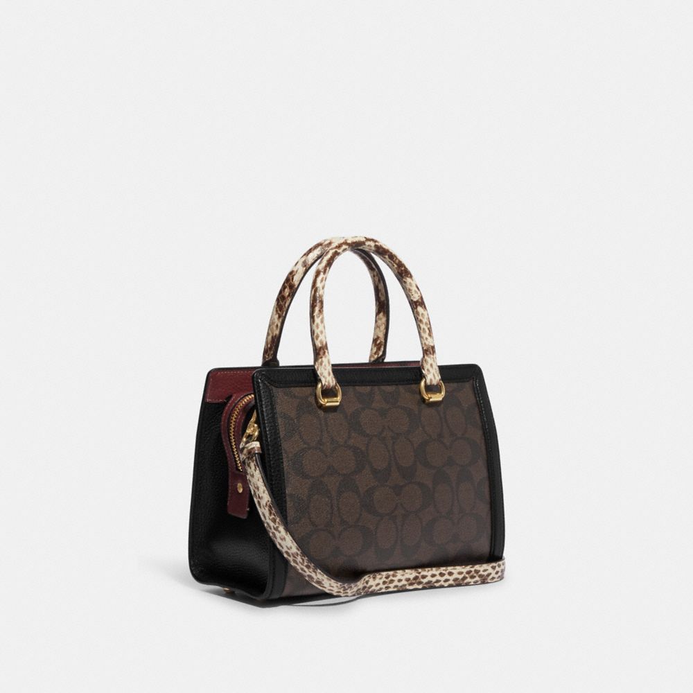 COACH®,GRACE CARRYALL IN SIGNATURE CANVAS,Signature Canvas,Large,Anniversary,Gold/Brown Black Multi,Angle View