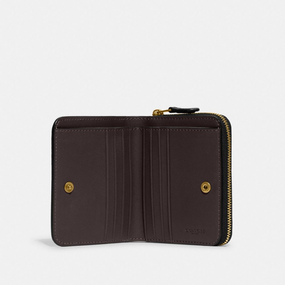 COACH®,BILLFOLD WALLET,Mini,Brass/Black,Inside View,Top View