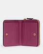 COACH®,BILLFOLD WALLET,Polished Pebble Leather,Brass/Deep Plum,Inside View,Top View