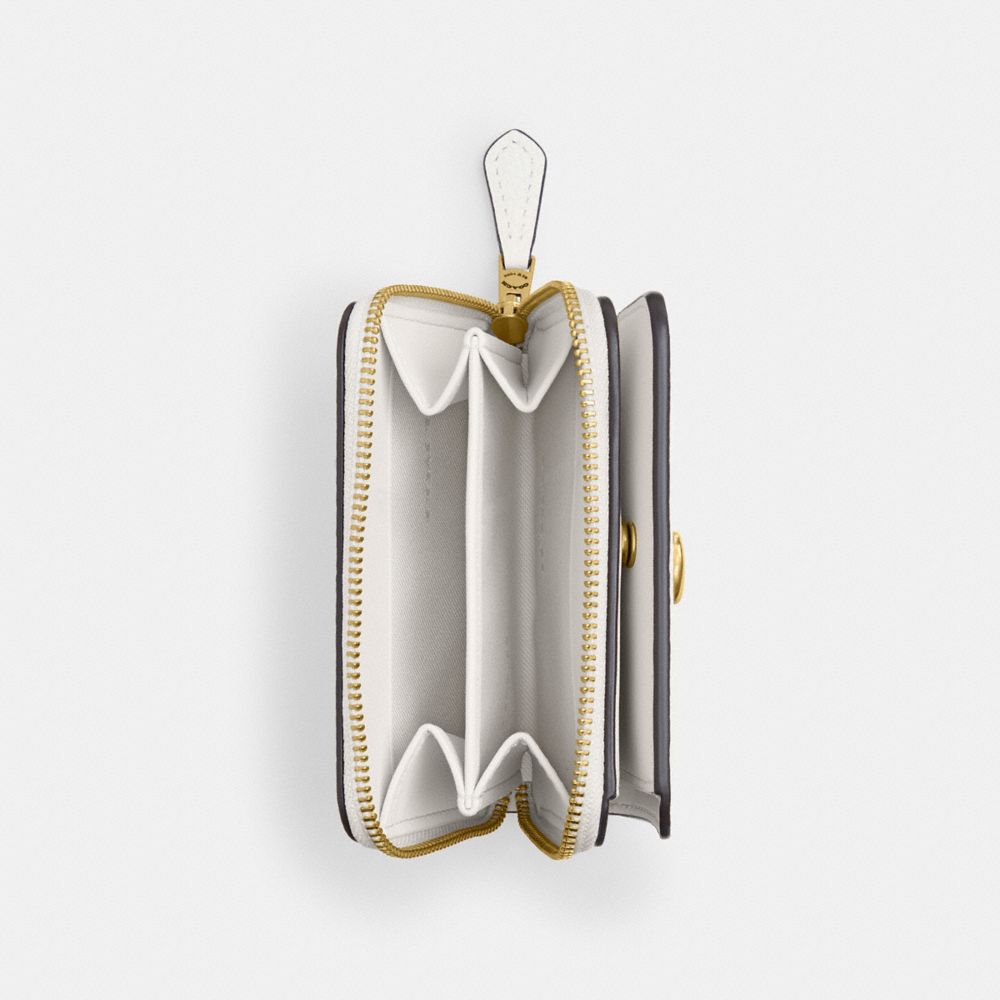 COACH®,Essential Billfold Wallet,Leather,Bi Fold,Metal,Logo,Casual,White,Interior View