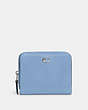 COACH®,BILLFOLD WALLET,Polished Pebble Leather,Mini,Silver/Pool,Front View