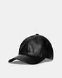 COACH®,LEATHER BASEBALL CAP,Leather,Black,Front View