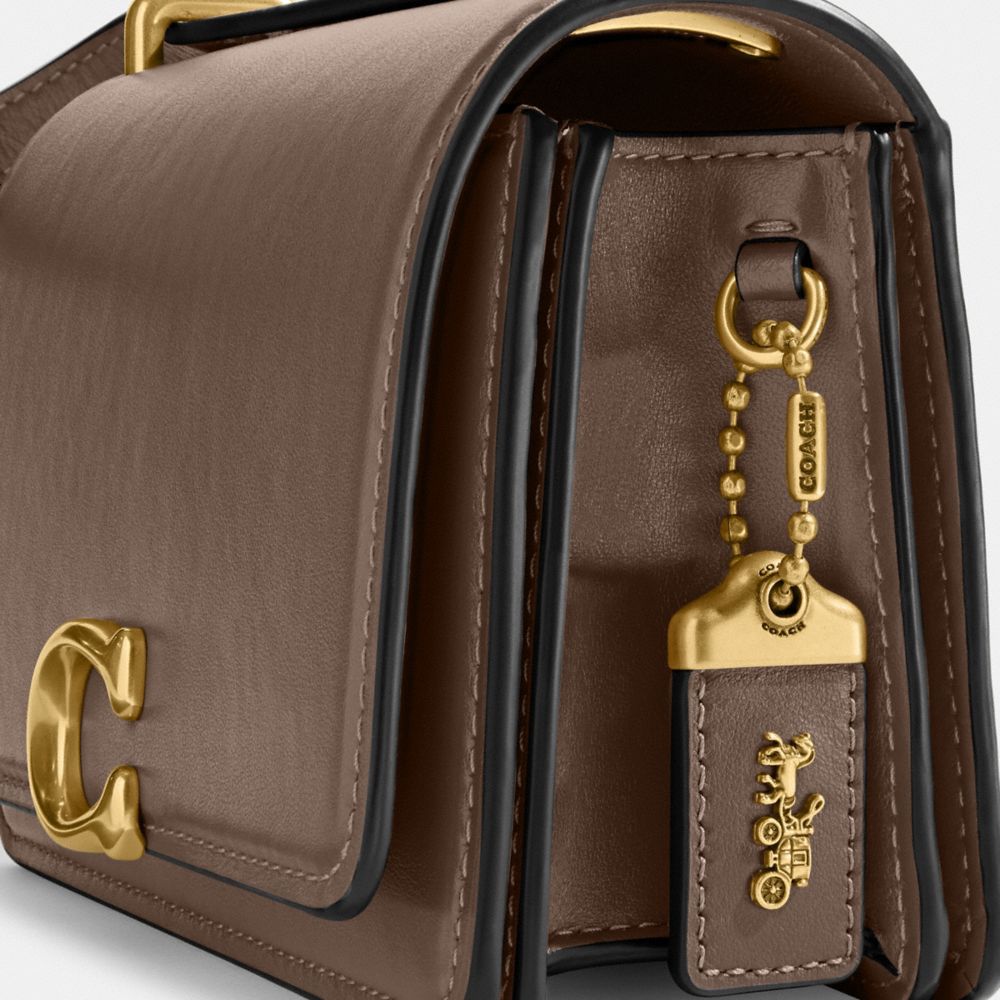 COACH®,Bandit Crossbody Bag,Calf Hair,Leather,Crossbody,Logo,Metal,Pen Holder,Silver Metal,Casual,Brown,Closer View