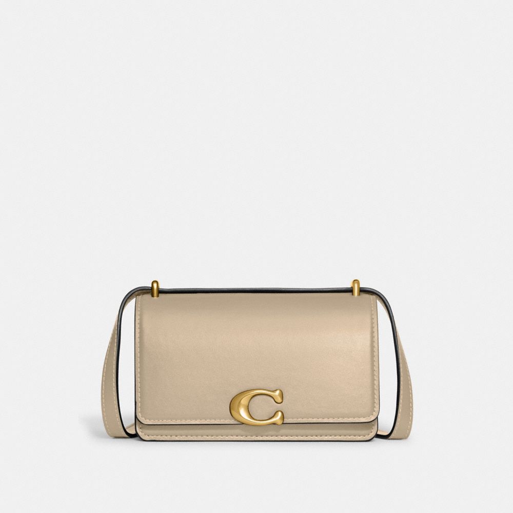COACH®,BANDIT CROSSBODY BAG,Luxe Refined Calf Leather,Mini,Brass/Ivory,Front View