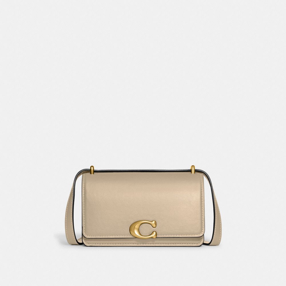 COACH®,BANDIT CROSSBODY BAG,Luxe Refined Calf Leather,Mini,Brass/Ivory,Front View