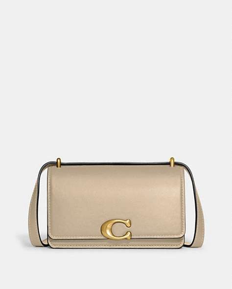 COACH®,BANDIT CROSSBODY BAG,Leather,Mini,Brass/Ivory,Front View