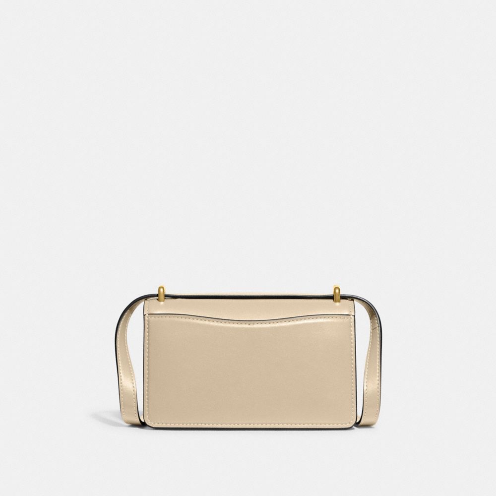 COACH®,Bandit Crossbody Bag,Leather,Crossbody,Metal,Logo,Pen Holder,Silver Metal,Casual,Beige,Back View