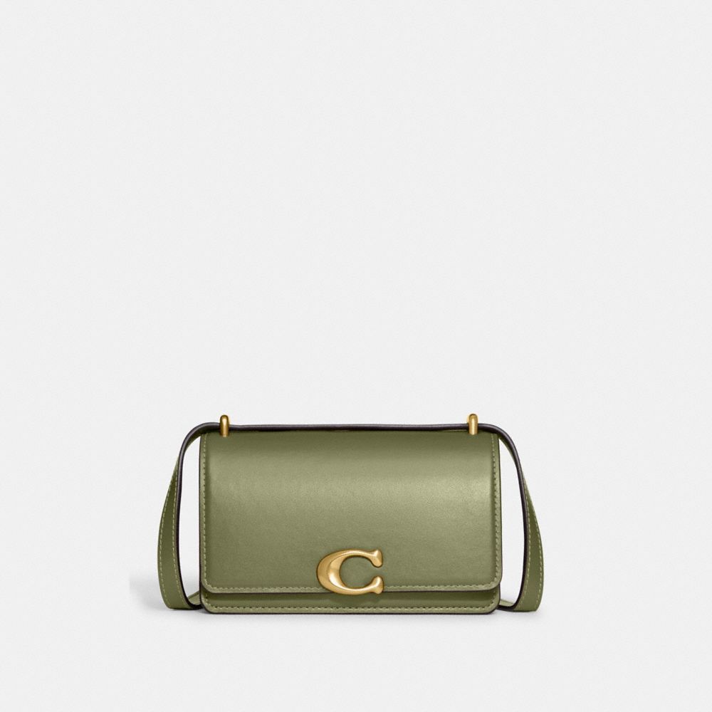 COACH®,BANDIT CROSSBODY BAG,Luxe Refined Calf Leather,Mini,Brass/Moss,Front View