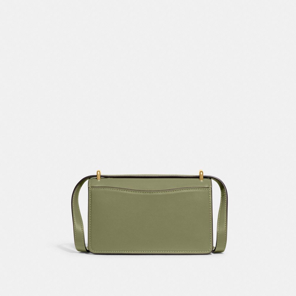 COACH®,Bandit Crossbody Bag,Leather,Crossbody,Logo,Metal,Pen Holder,Silver Metal,Casual,Olive,Back View