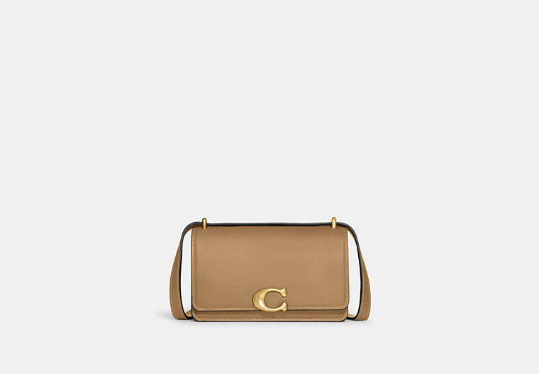 COACH®,BANDIT CROSSBODY,Leather,Brass/Tan,Front View