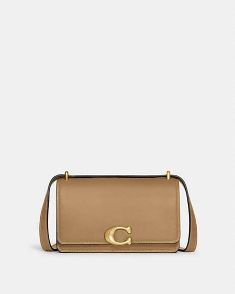 COACH®,BANDIT CROSSBODY BAG,Luxe Refined Calf Leather,Mini,Brass/Tan,Front View