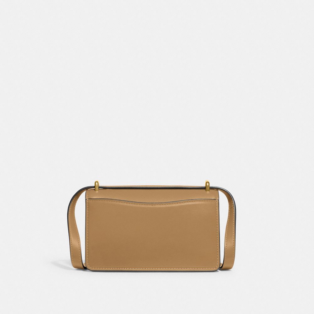 COACH®,Bandit Crossbody Bag,Calf Hair,Leather,Crossbody,Logo,Metal,Pen Holder,Silver Metal,Casual,Beige,Back View