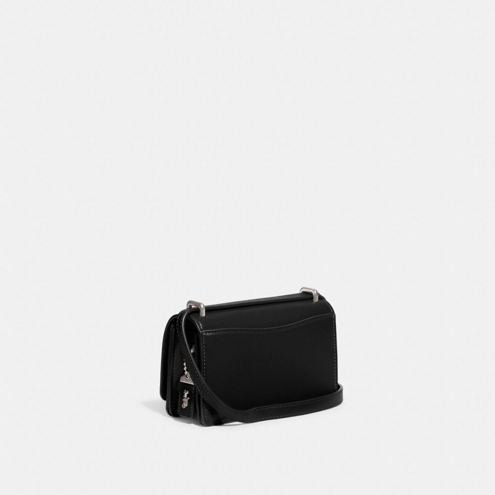 COACH®,BANDIT CROSSBODY BAG,Luxe Refined Calf Leather,Mini,Silver/Black,Angle View