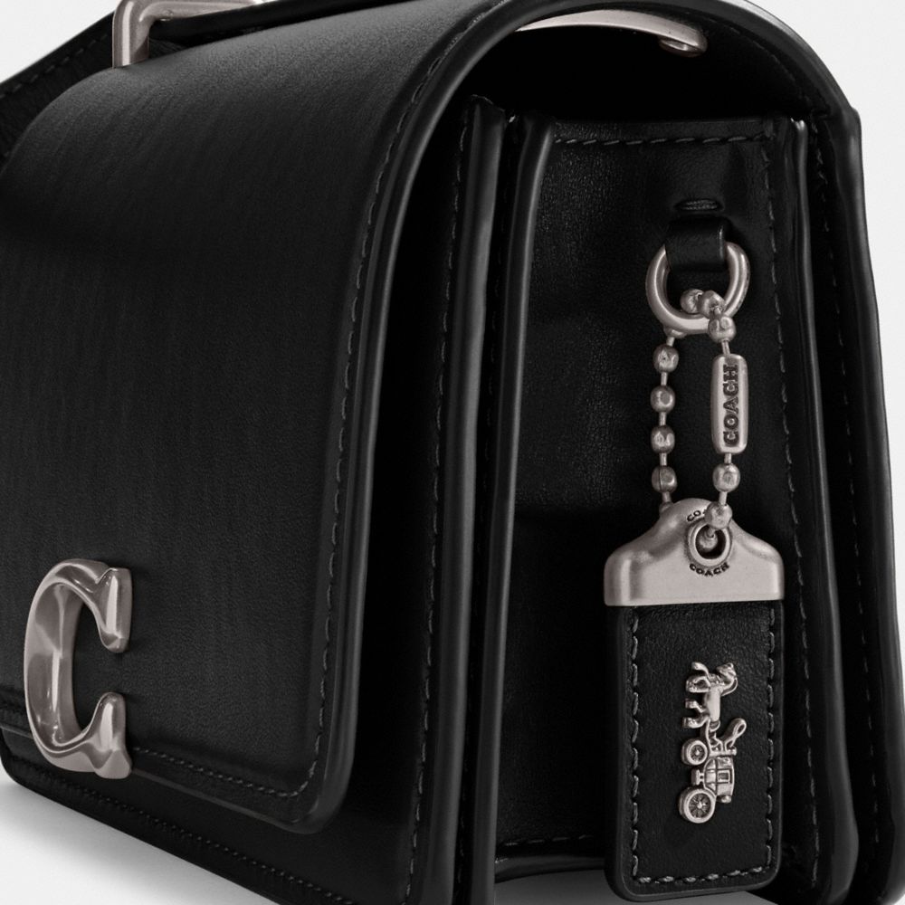COACH®,Bandit Crossbody Bag,Leather,Crossbody,Metal,Logo,Pen Holder,Silver Metal,Casual,Black,Closer View