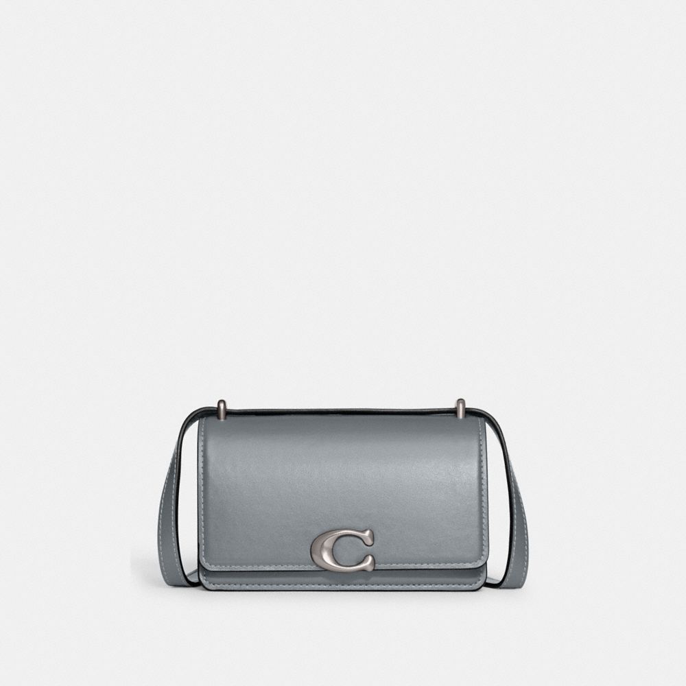 COACH®,BANDIT CROSSBODY BAG,Luxe Refined Calf Leather,Mini,Silver/Grey Blue,Front View