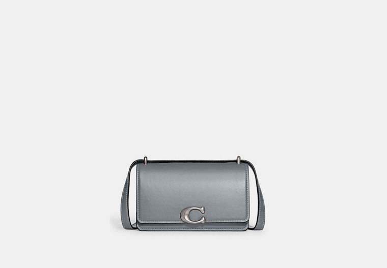 COACH®,BANDIT CROSSBODY BAG,Luxe Refined Calf Leather,Mini,Silver/Grey Blue,Front View